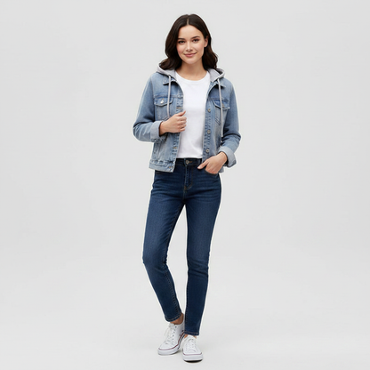 Denim Jacket with Removable Hood | Women's Jacket Outerwear
