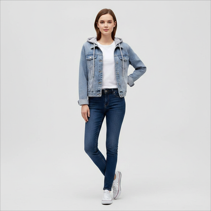 Denim Jacket with Removable Hood | Women's Jacket Outerwear