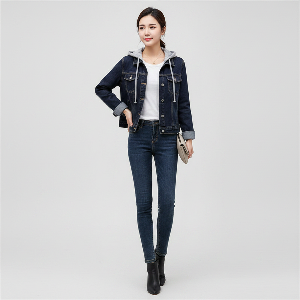 Denim Jacket with Removable Hood | Women's Jacket Outerwear