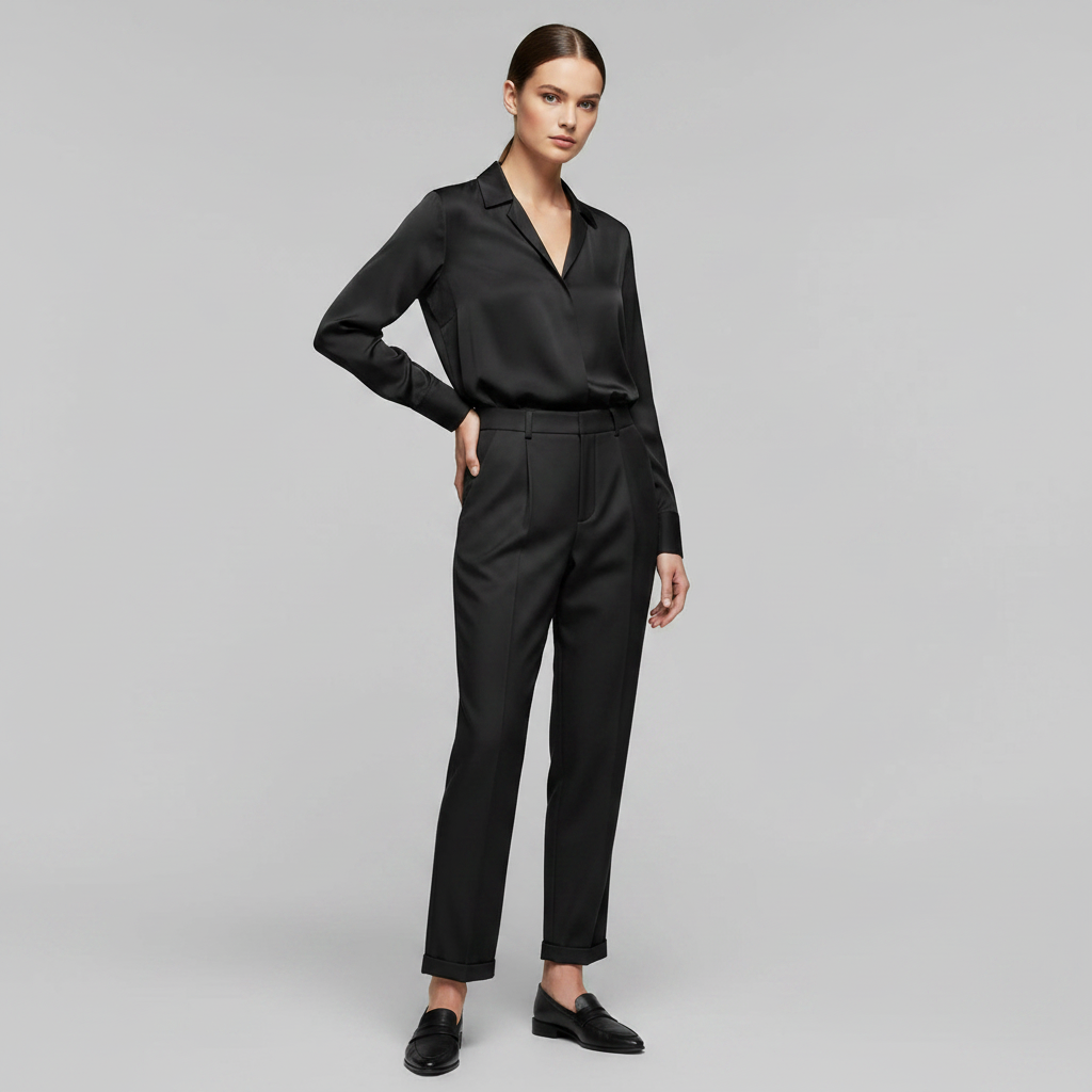 Elegant Black Pants | Women's High Waist Suit Trousers