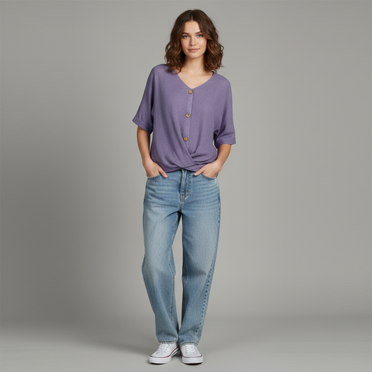 Elegant V-Neck Women's Blouse | Long Sleeve Fashion Top