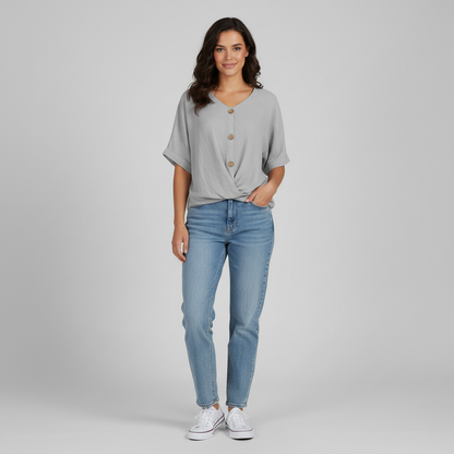 Elegant V-Neck Women's Blouse | Long Sleeve Fashion Top
