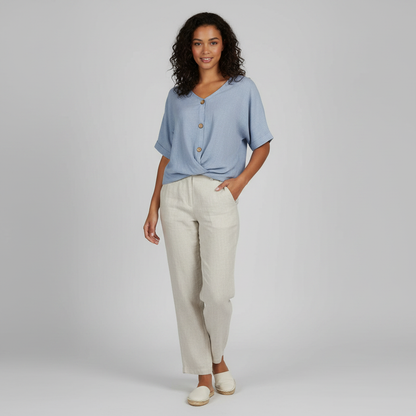 Elegant V-Neck Women's Blouse | Long Sleeve Fashion Top